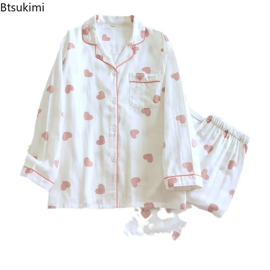 100% القطن الشاش منامة للنساء الحب القلب طباعة سوي...