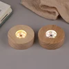 Battery Operated 8/10cm Round Wooden LED Light Dispaly Base Stand Holder Table Night Lamp Base Crystal Glass Art Ornaments 3