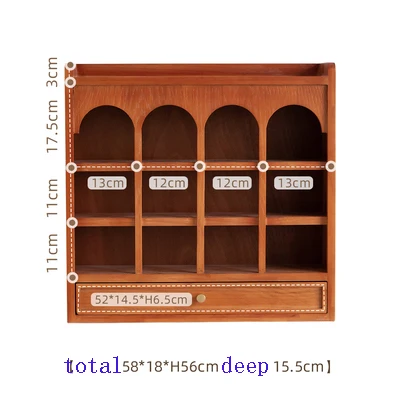 木製マグカップ卓上棚、ティーカップホルダー、引き出し付き