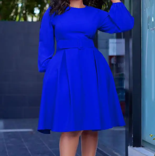 

New Fashion Casual2023 Long Sleeve Elegant Round Neck Swing Dress Elegant Dresses for Women Female Clothing Outfits
