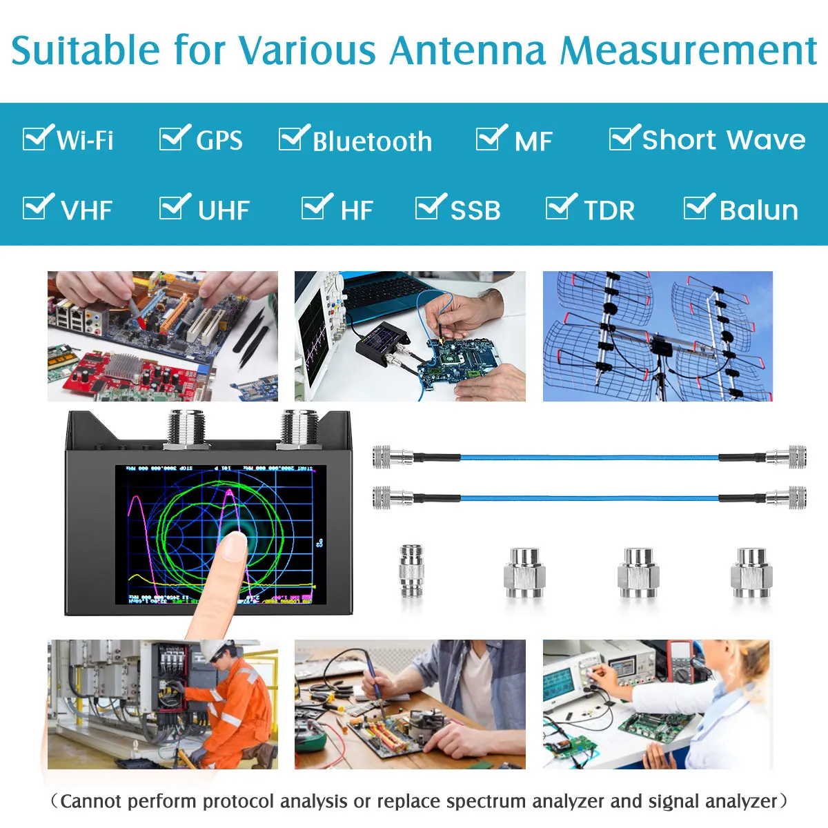 NanoVNA SAA-2N VNA Antenna Analyzer Metal Case 4-inch Display 50KHz-3GHz Vector Network Analyzer HF VHF UHF Nano VNA