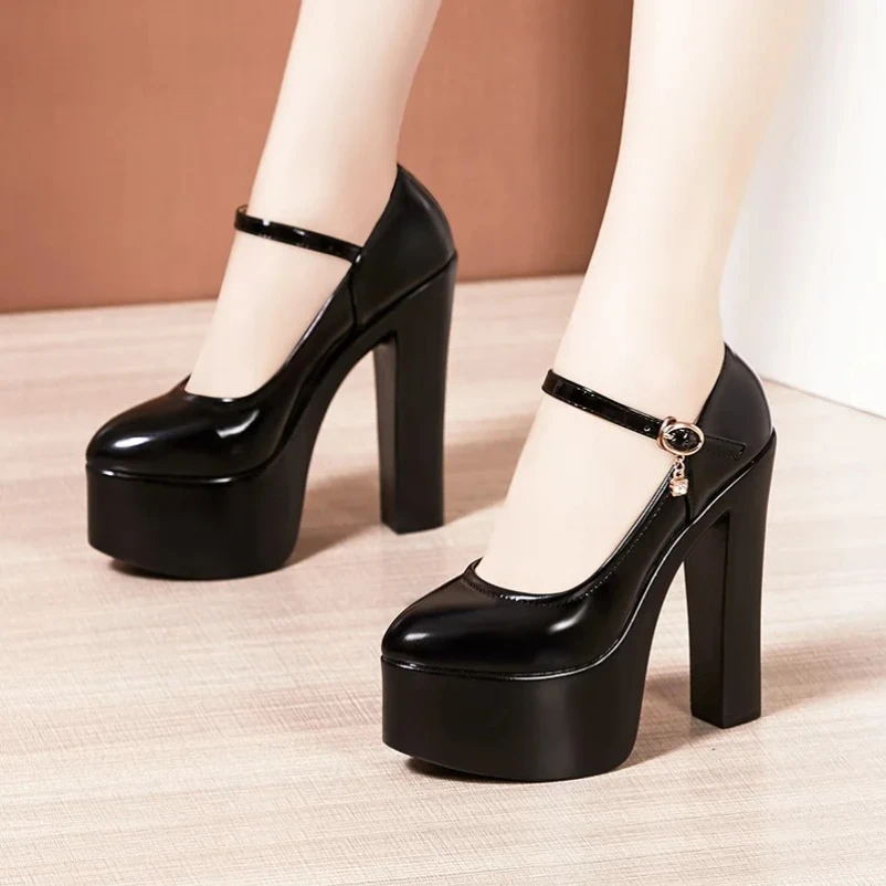 2025 15cm Small Size 32-43 Sexy Extreme Block High Heels Shoes for Dress Model Party Wedding Shallow Thick Bottom Platform Pumps