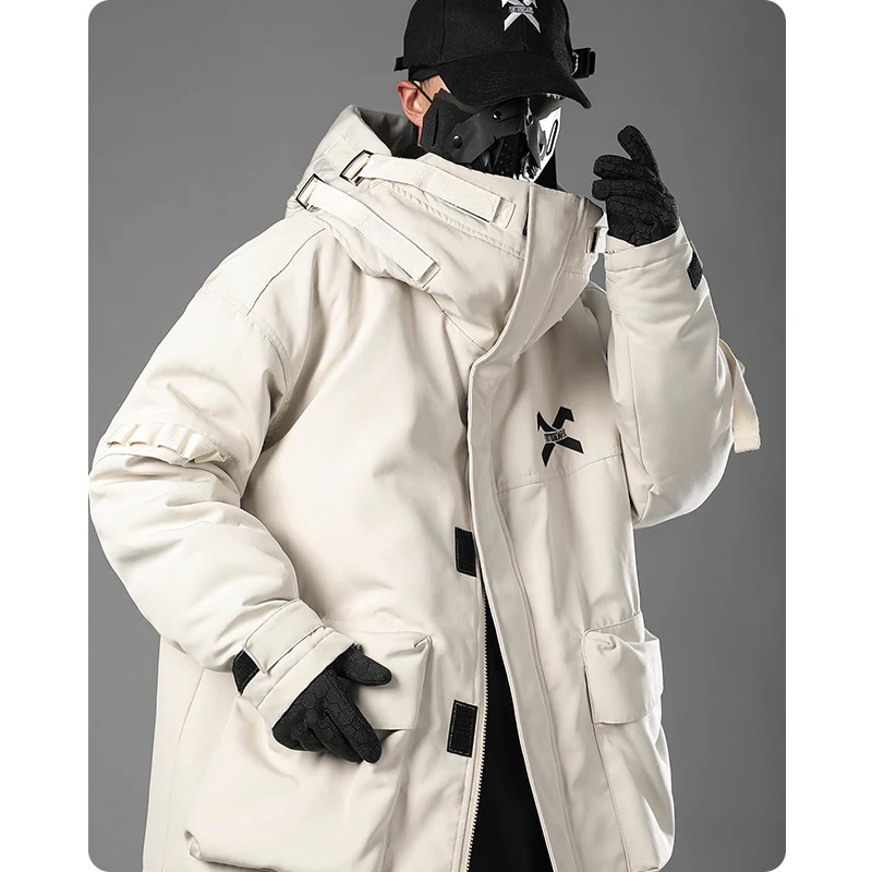 Unisex Male Fish Mouth Hooded Winter Coat Padding Puffer Jacket Heavyweight Men'S Clothes Varsity Harajuku Hiphop High Street 4