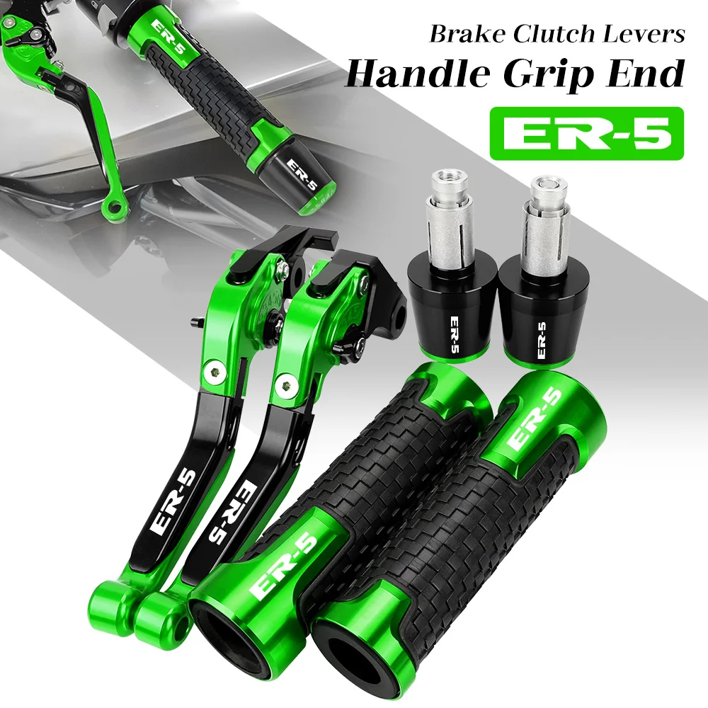 

For KAWASAKI ER5 ER 5 2004-2005 Motorcycle Accessories Extendable Adjustable CNC Brake Clutch Levers Handlebar Grips Ends ER-5
