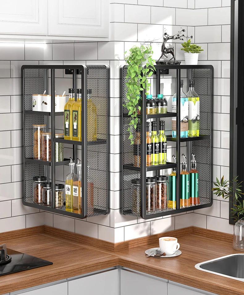 

Стеллаж кухонный настенный перфорированный, многофункциональная Бытовая настенная стойка для хранения приправ, ванной, масла и соли