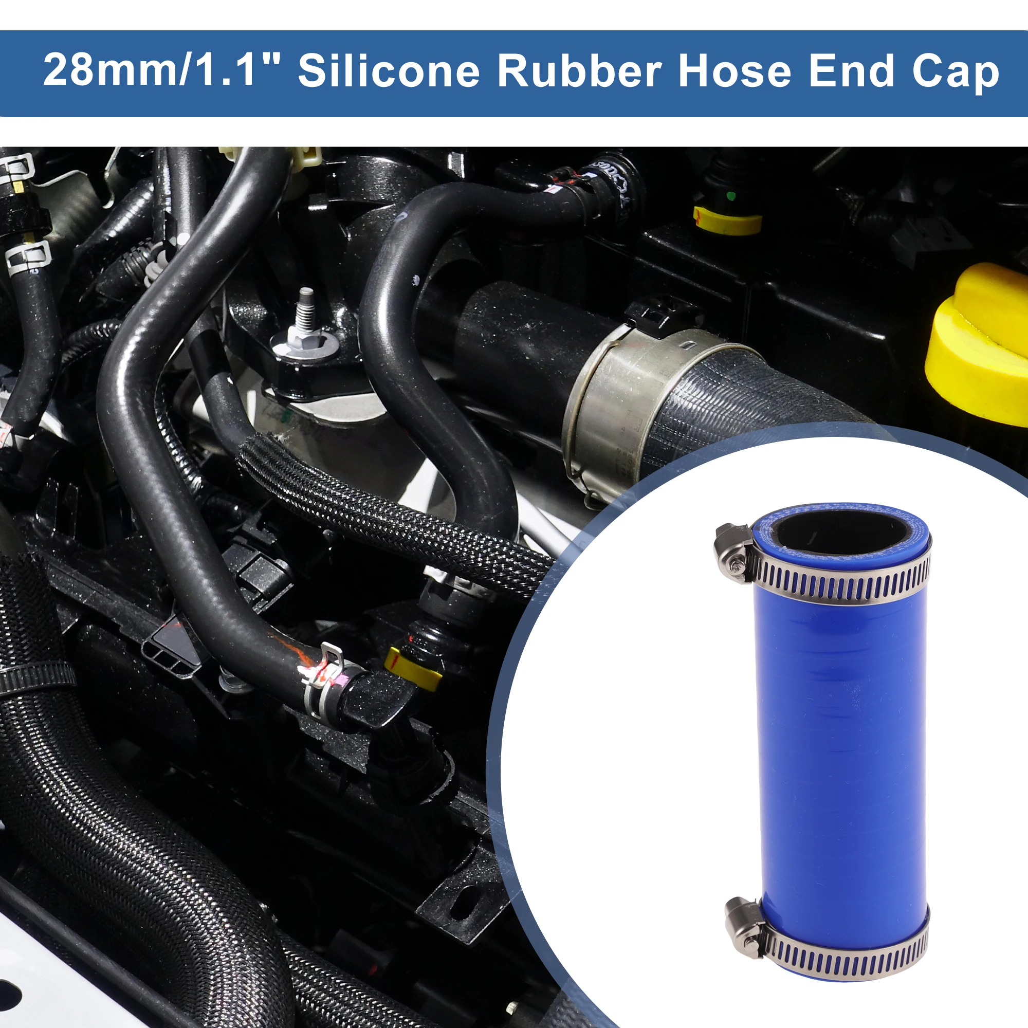 X Autohaux Universeller Silikonschlauch für Autos, 100 mm Länge, gerader Kupplungsanschluss, Auto-Ladeluftkühler, Turbo, mit amerikanischer Klemme – Detail 3