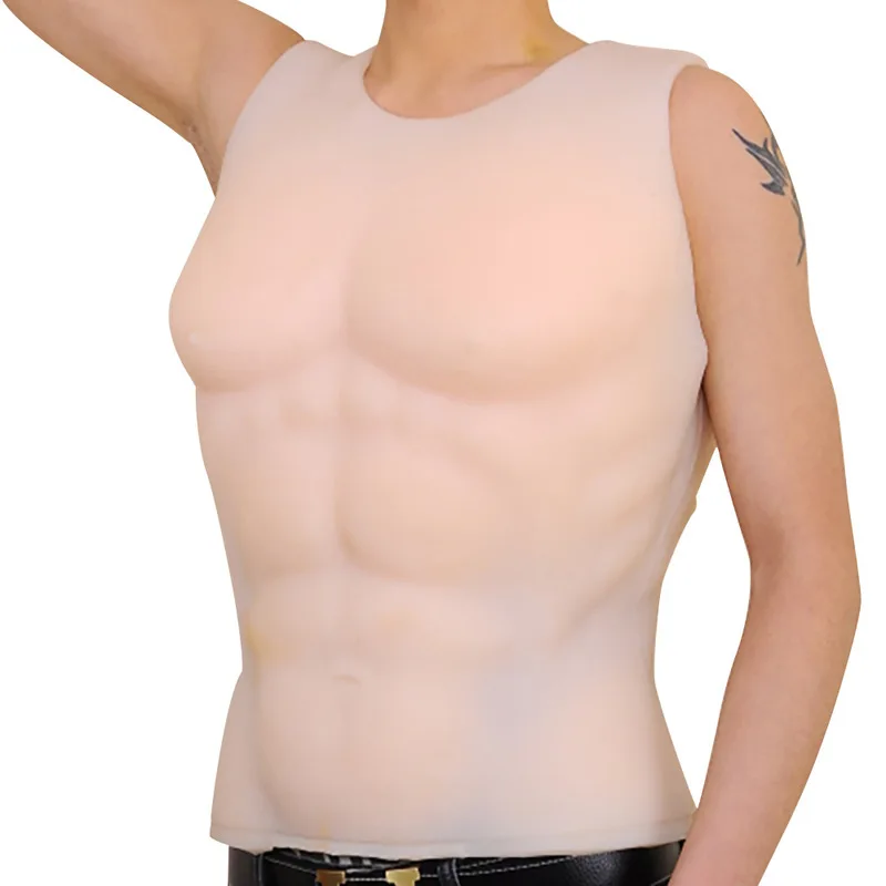 7800g Artificial Silicone Fake Pectoralis Vest Realistic Abdominal Muscle Boxing Belly Simulation Waist Shaper Sexy Bodysuit
