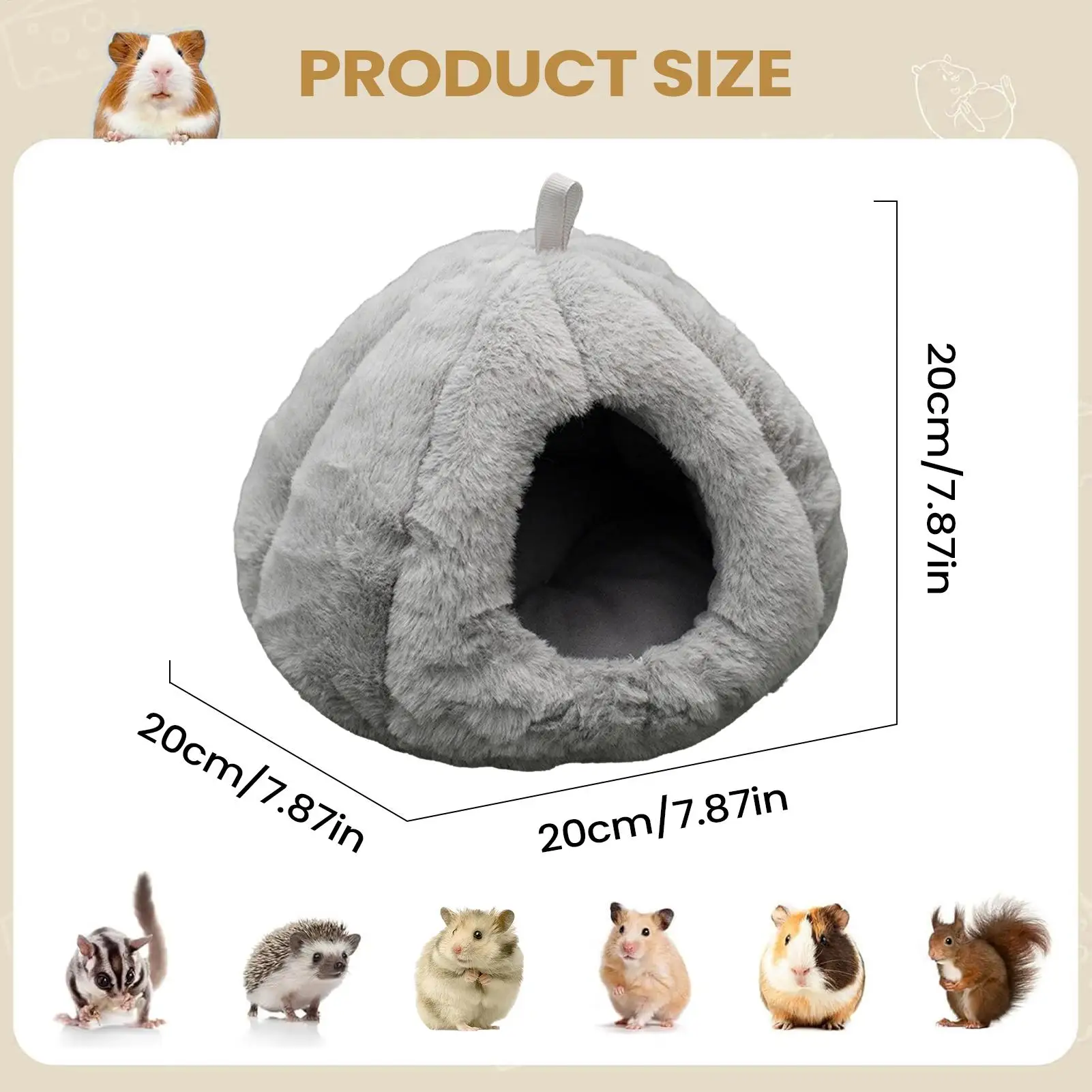 Hedgehog Bed Semi-enclosed Warm Plush Nest Hangable Thicken Plush Hamster Hedgehog Cave Bed For Chinchilla Small Animal Ferret