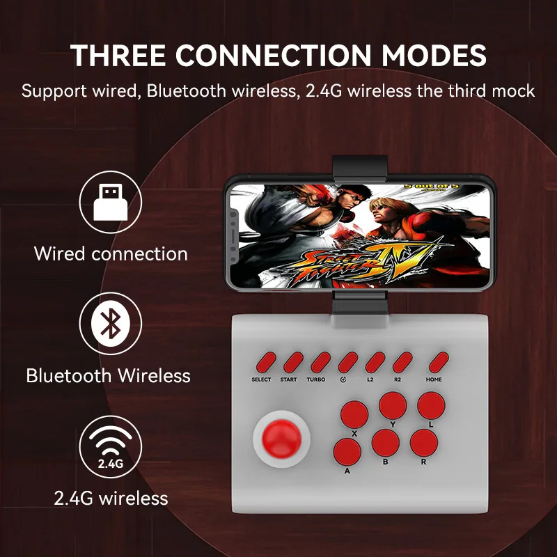 Game Joystick Wired-Bluetooth-compatible/2.4G Connection Arcade Game Console Rocker For PS3-PS4/Switch-PC/Android-iOS/TV X3UF
