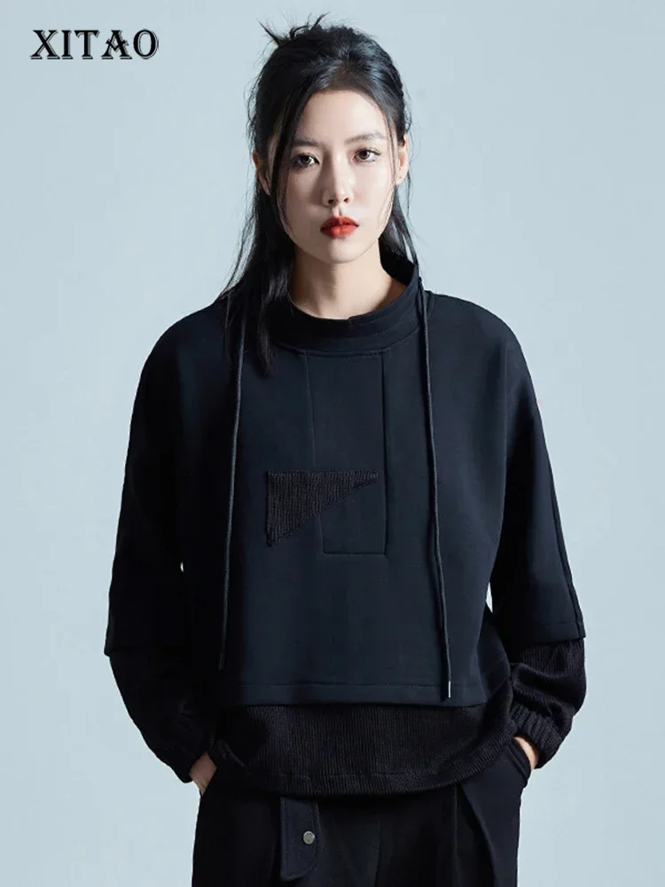 

XITAO Irregular Female Patchwork Sweatshirts Loose Slimming Trend All-match Women Autumn New Arrival Casual Street Top DMJ2951