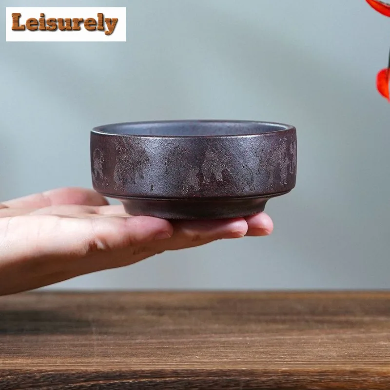 150ml Yixing Purple Clay Hundred Sons Good Fortune Teacup Aesthetic Tea Bowl Jug Tea-tasting Meditation Cup Chazhan Master Cups