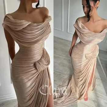 Clara Customized Exquisite One Shoulder Sleeveless Evening Dress High Quality Satin Prom Dresses Temperament Chapel Train Party 1