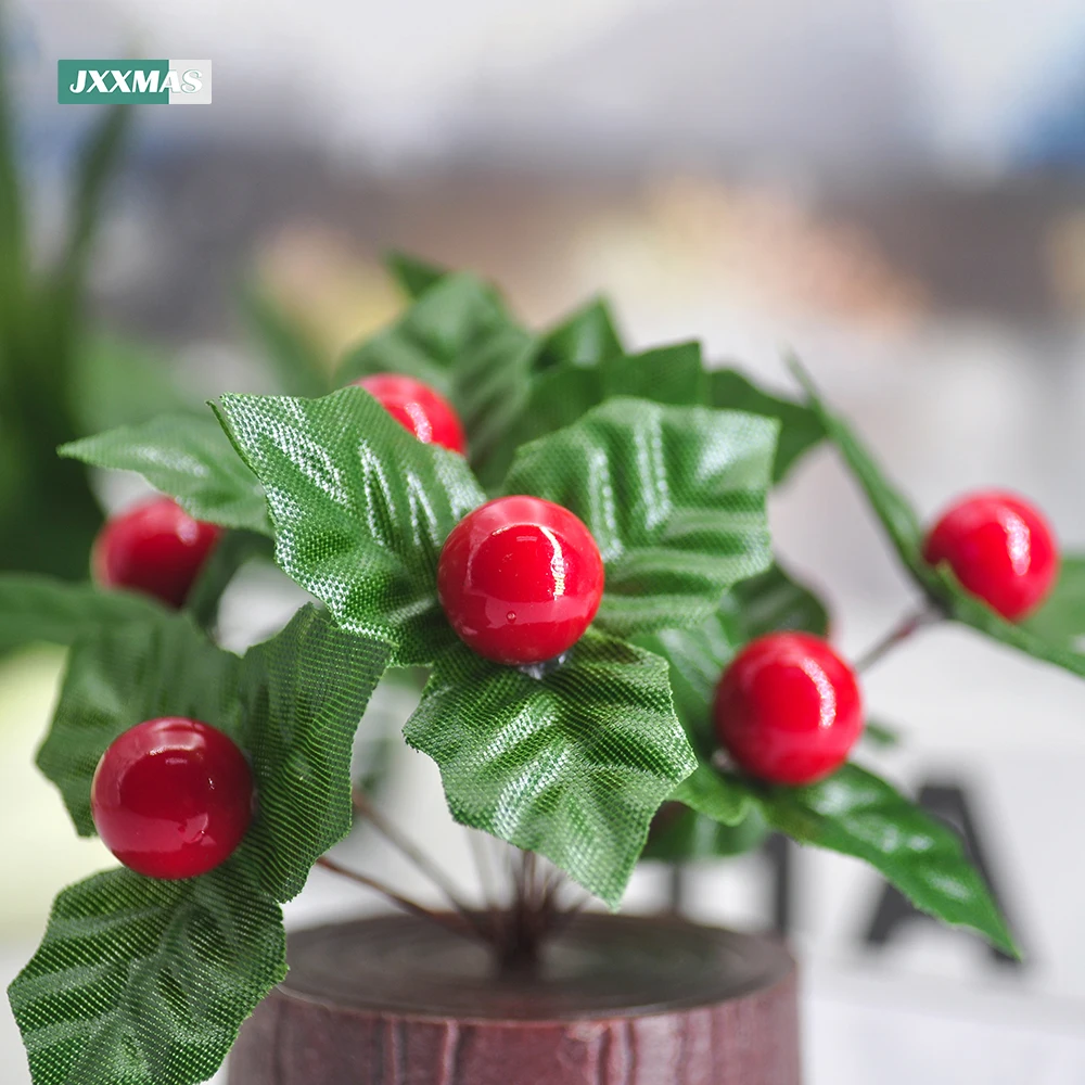 Vischio decorativo natalizio, 27 cm, vischio artificiale, decorazione natalizia artificiale, vischio artificiale con bacche rosse per albero di Natale
