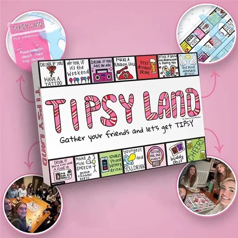 Tipsyland Drinking Board Game for Adults, Party Funny Drinking Games, Tipsy Games Interactive Drinking Board Game Party Games 5