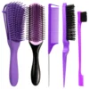 5pcs Professional hair combs set Wet And hair styling tools Shampoo Comb Handheld Detangling Hair Brushes Salon barber shop 1