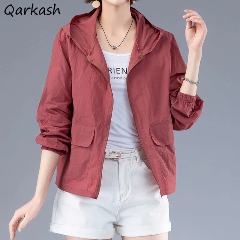 Chaqueta de protección para mujer, chaqueta fina transpirable que combina con todo, sólida, básica, Popular, Verano|chaquetas básicas| - AliExpress