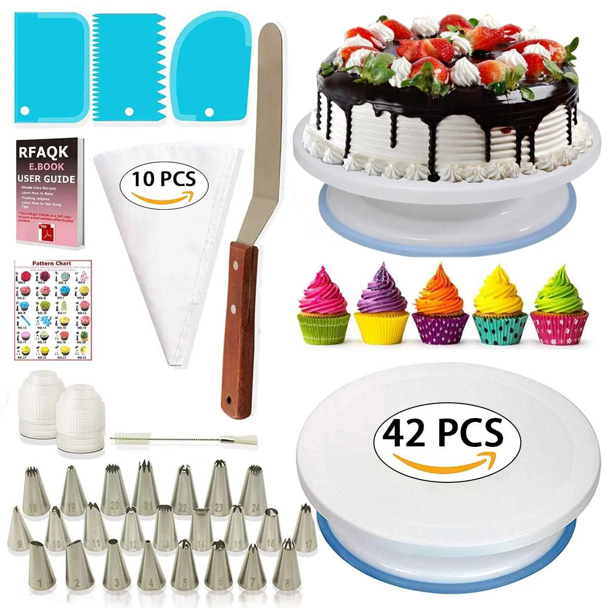 42PCS/Set Cake Decorating Tools Set Cake Turntable Baking Pastry ...