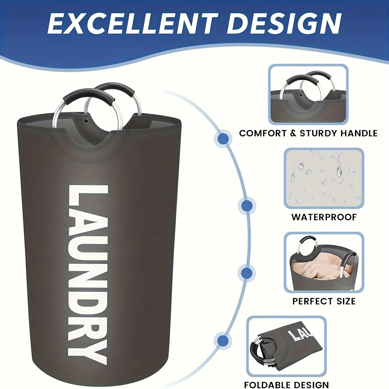 Large Capacity Oxford Cloth Laundry Bag Dirty Clothes Storage Basket Foldable Clothes Bucket Dirty Basket 2