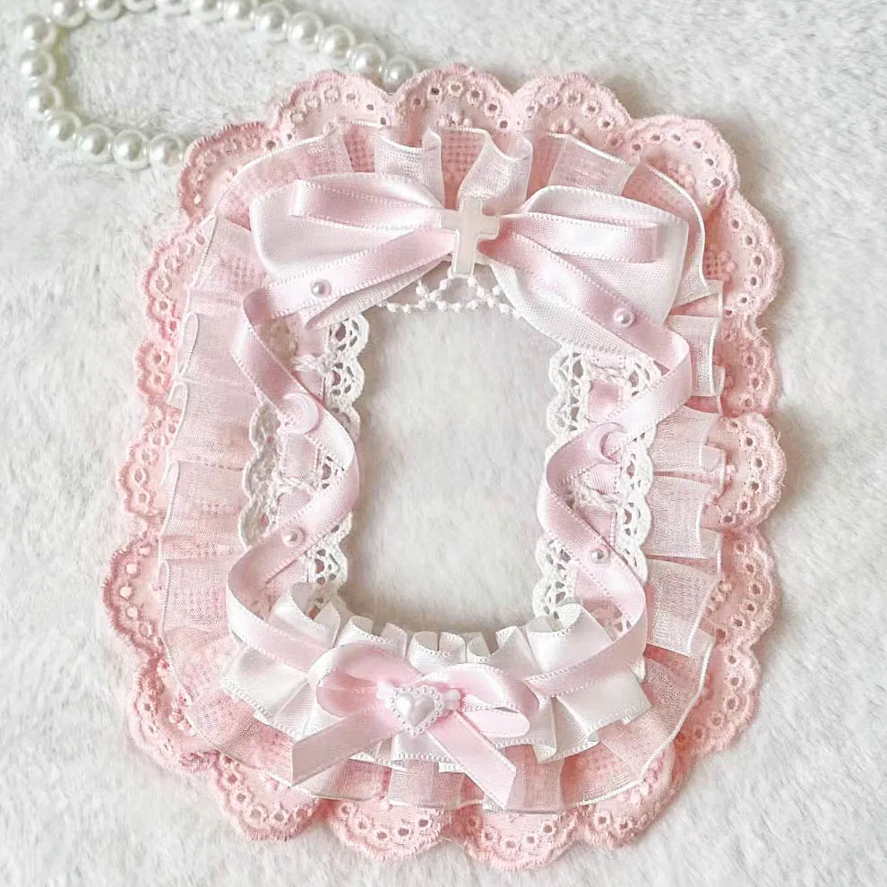 Pink Photoward Sleeve 3 Pollici Kpop Lace Card Toploader Ribbon Cute Cards Holder Ita Bag Ornament Kawaii Handcraft