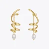 ENFASHION Tornado Drop Earrings For Women Gold Color Natural Pearl Earrings 2021 Wedding Fashion Jewelry Pendientes E211292 1