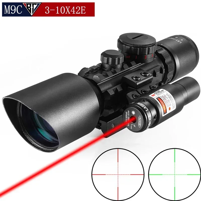 

3-10X42E M9C Red Dot Sight Wide-field Riflescope Birdwatching Rifle Scope for Hunting QD AR Sight .223 5.56 .308 7.62