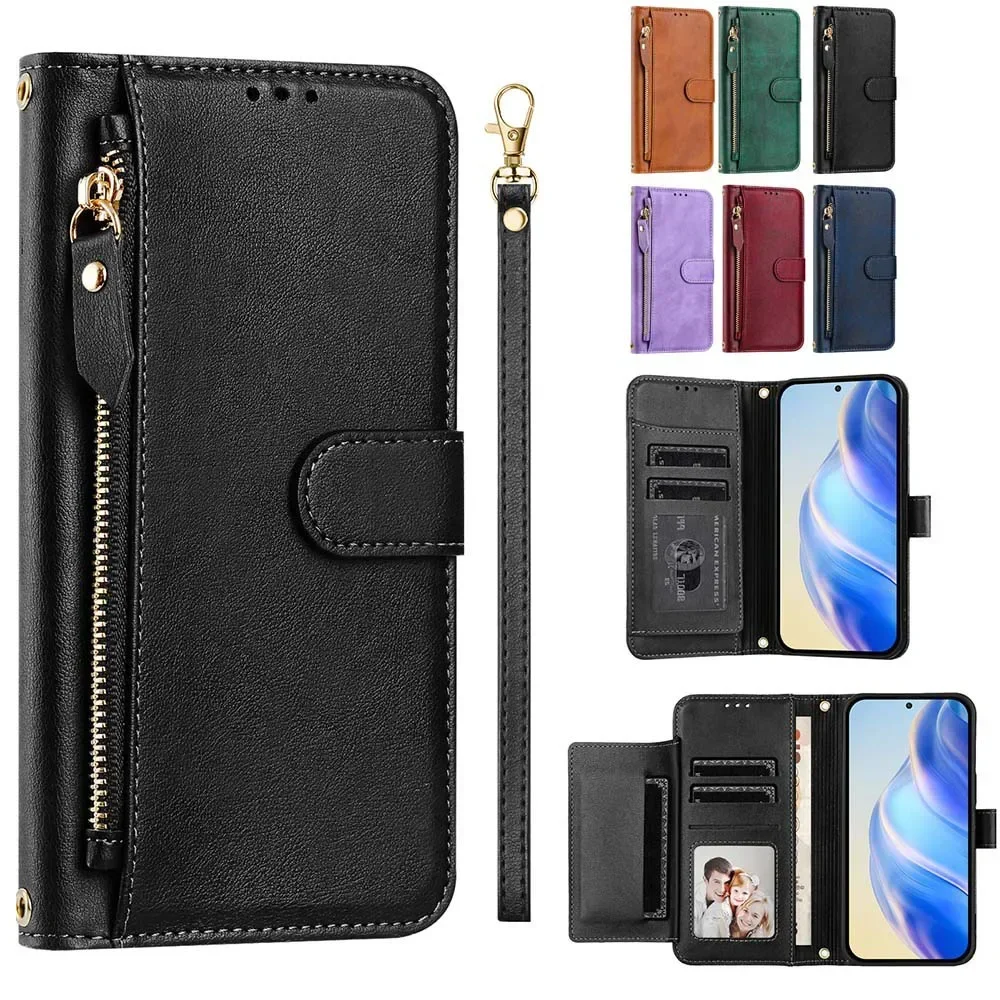 Zipper Wallet Cover with Multi Card Slots and Lanyard Attachment