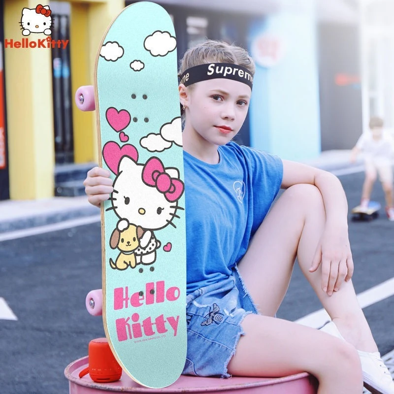 

Четырехколесный самокат Sanrio Y2K Hello Kitty Kawaii, для начинающих, роликовые коньки, мультяшная Милая аниме-фигурка, игрушка, подарок для девочки, горячая распродажа