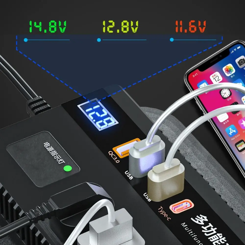 범용 자동차 인버터 12V/24V에서 220V로 변환 QC 3.0 타입 C 충전기 파워 어댑터 다기능 고출력 자동차 변환 소켓