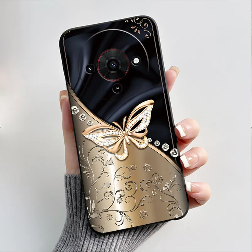 Butterfly Flower Black Soft Silicone Phone Case - Stylish Protective Back Cover