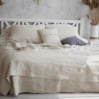Pure Linen Soft Bed Sheet Set for Queen,King,Single,Full Size Bed (1 Flat Sheet,2 Pillowcases), Farmhouse Bedding Bedsheet 1