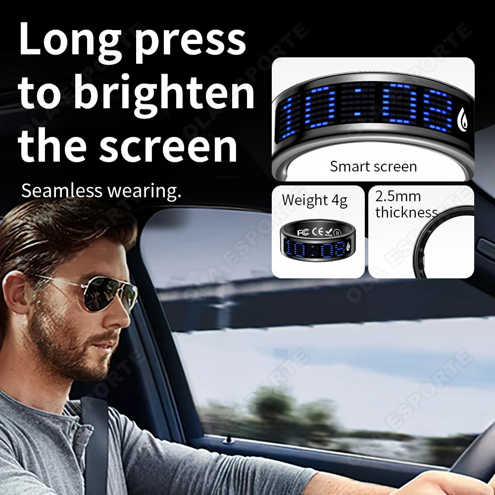 New Smart Ring 2025 Men Women LED Display Screen Health Rings Heart Rate Sleep Monitor Waterproof Multiple Sport Modes Smartring