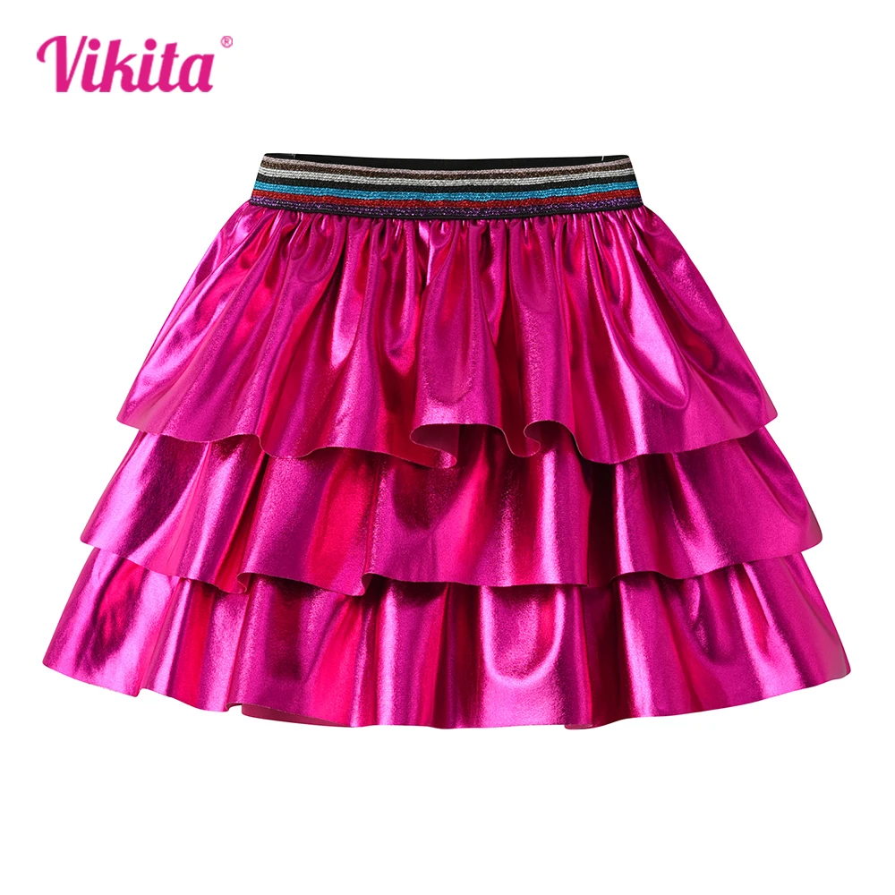 

VIKITA Girls Birthday Party Princess Skirts Kids Layered Ruffles Pleated Mini Skirt Toddlers Casual Daily Fashion Red Skirts