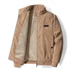 Fleece Jacket Men Winter Thick Corduroy Jackets Coats Solid Color Zipper Stand Collar Windbreaker Fashion Casual Parkas Outwear 3