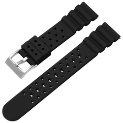Silicone Rubber Waterproof Sport Watch Strap for Men - Diving Bracelet Wristband, 20mm/22mm (Black)