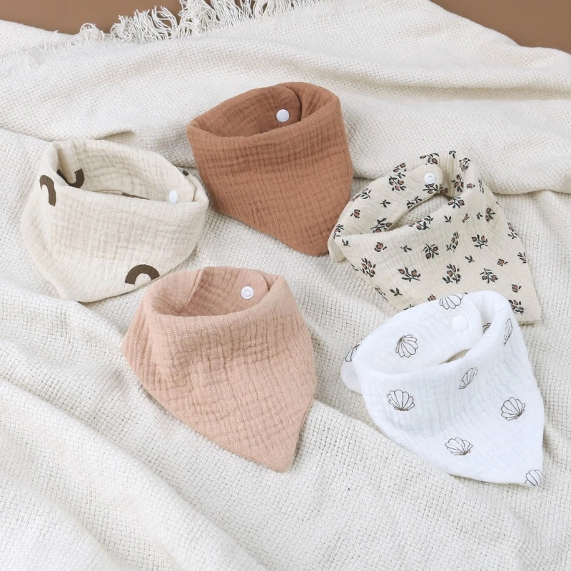 4pcs Cotton Baby Drool Bibs Solid/Print  Scarf Comfortable Drooling Teething Burp Cloth Breathable Saliva Towel Dropshipping