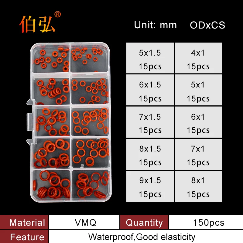 vermelho silicone o rings variedade kit o rings o rings 02