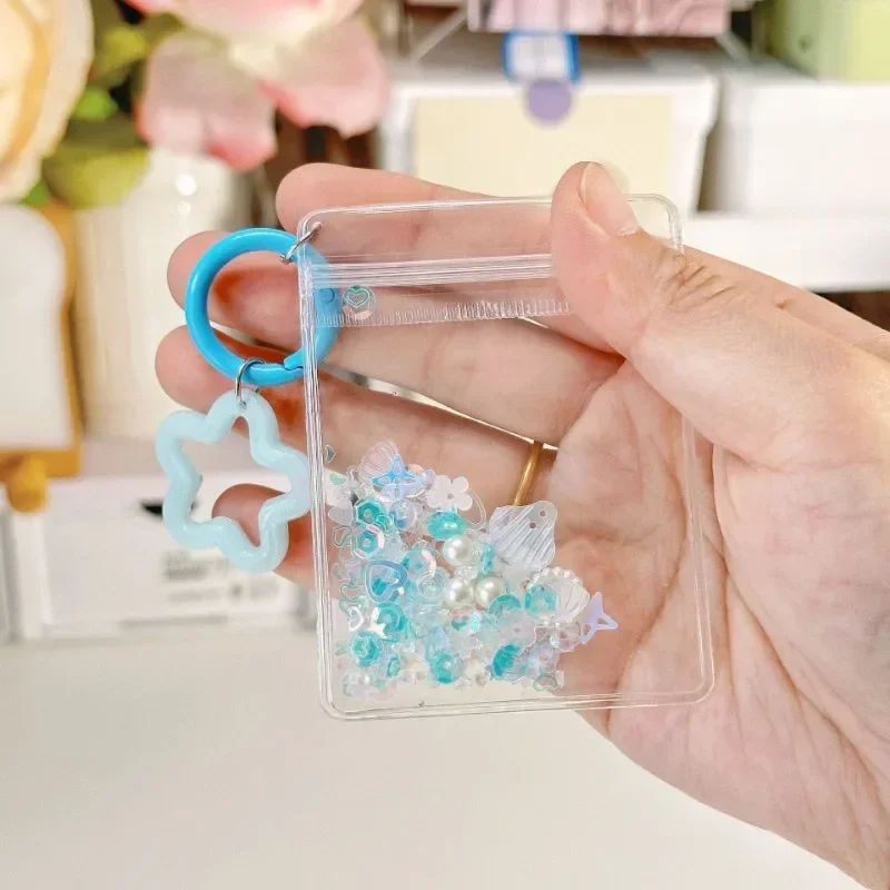 1pc Cartoon Shake Glitter Bag Keychain with Five-pointed Star Pendant  Transparent Doll Gift Bag Kawaii Toy Pendant Storage Bag 4