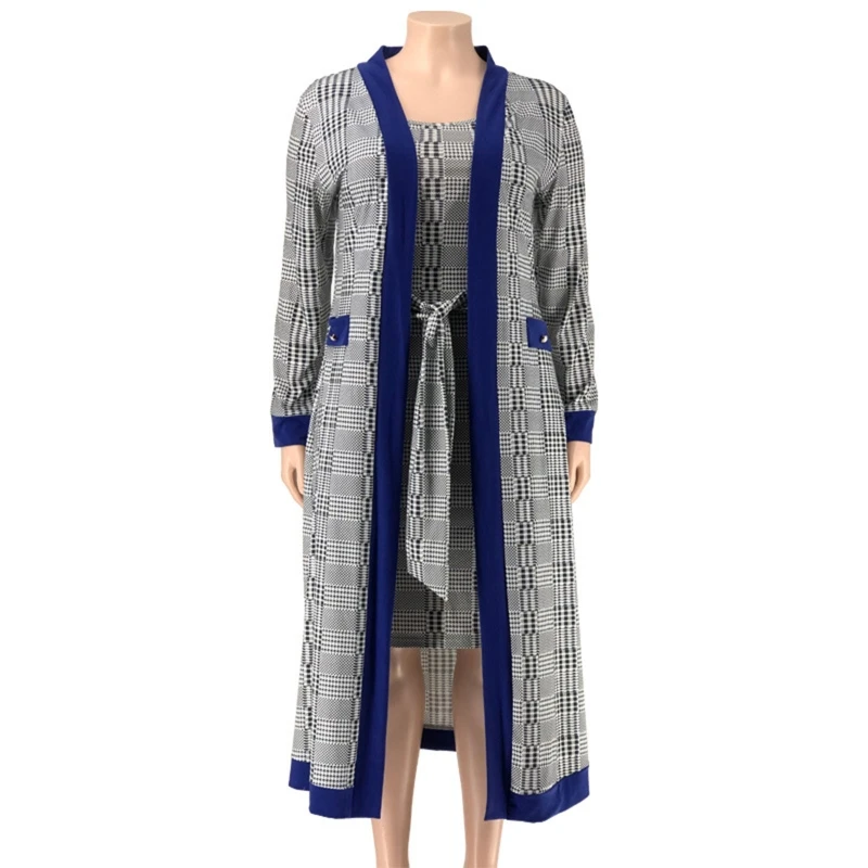 

Bodycon Dress + Long Sleeve Open Front Cardigan 2Piece Outfits Clubwear Clubwear