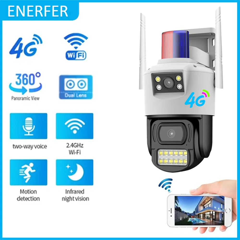 

4G 4MP Dual Lens PTZ IP CCTV Camara Wireless Home Security Outdoor Waterproof 1080P WiFi Monitoring V380 PRO Auto Tracking