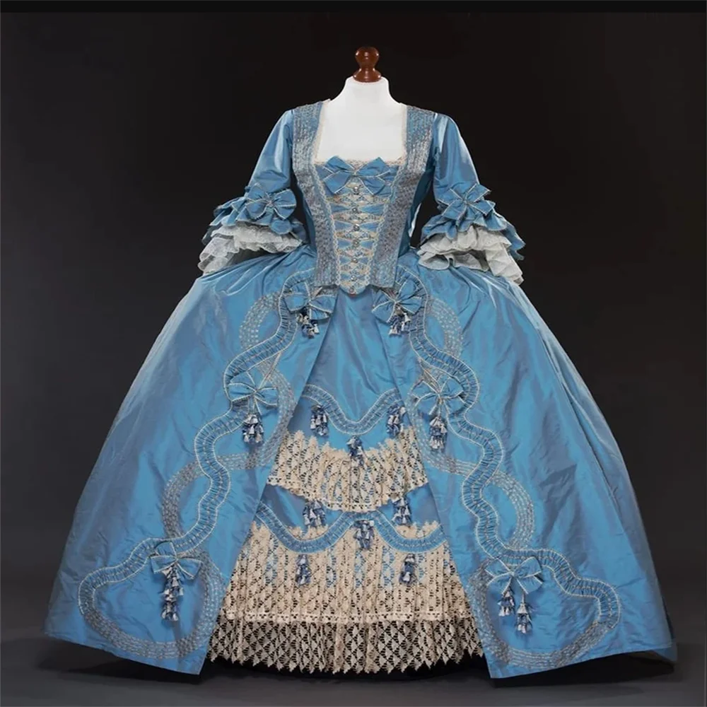 1770s Rococo Baroque Blue Prom Dress Robe Retro French Style Noble Ball Gown  | eBay
