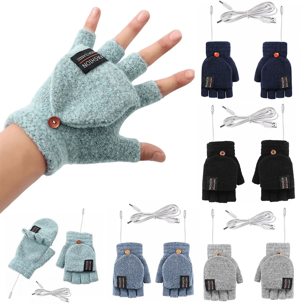 Electric Heated Gloves Hand Warmers Mittens Heater Rechargeable USB  Reusable Winter Warm Heating Laptop for Women Men Outdoor G