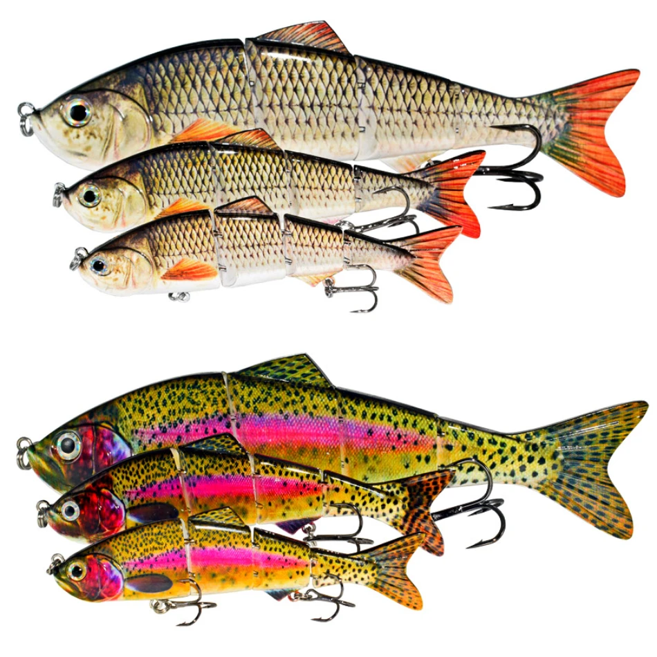 

Abziyat Fishing Lures 4section Hard Tail Minnow Lure Swimbait Crankbait Fishing Tool Hunting Ice Fishing Bait Lifelike Fish