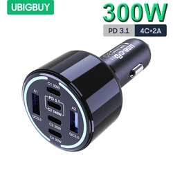 Ubigbuy 240W Super Fast Charging USB - C Car Adapter - 300W Car Charger
