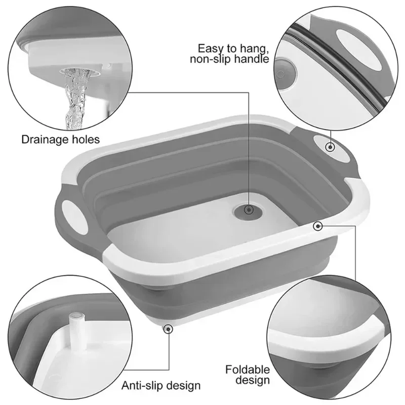 Household Folding Wash Basin Portable Sink Foot Bucket Plastic Foldable Basin Travel Outdoor Camp Basins