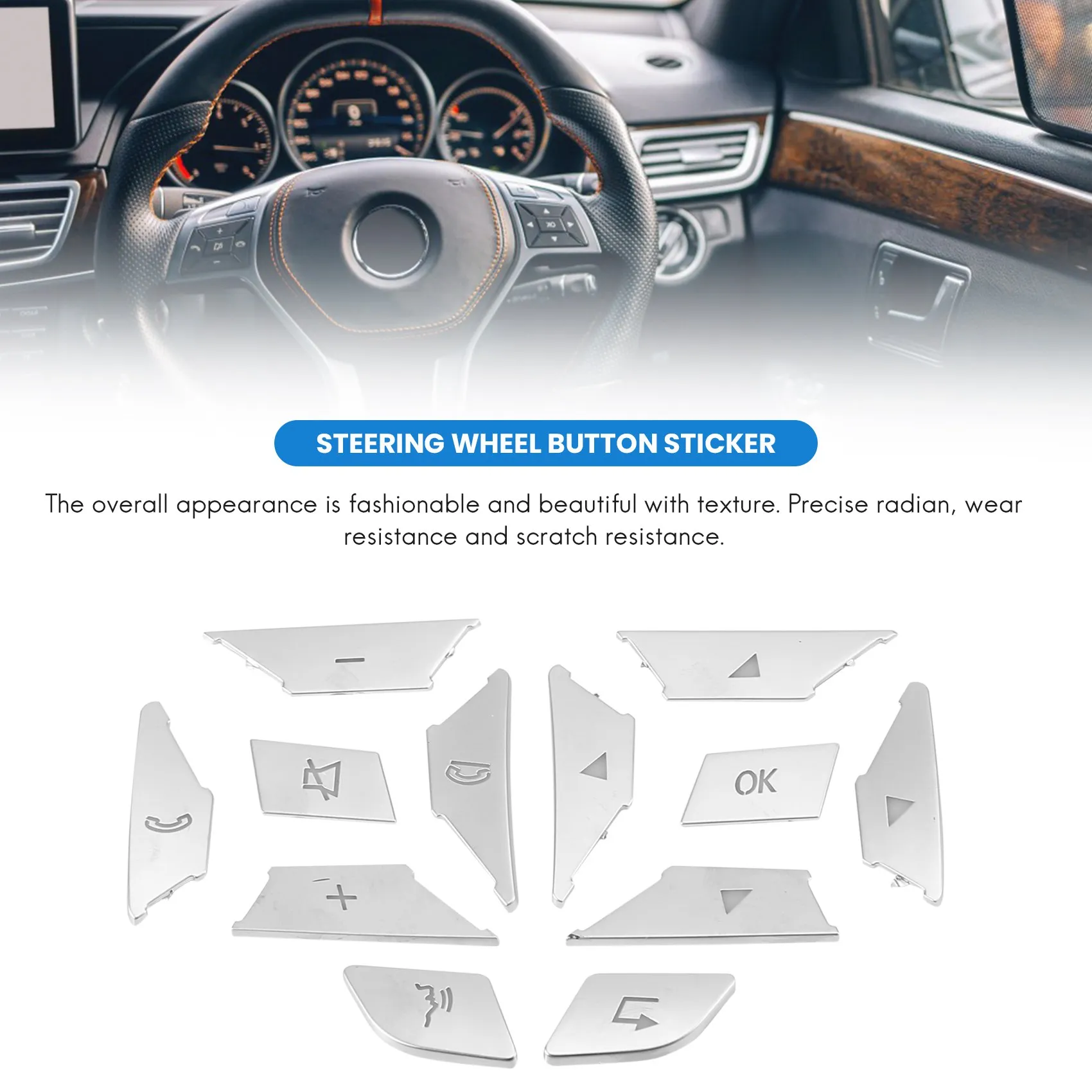 

Steering Wheel Button Switch Trim Cover Sticker For Mercedes Benz A B C E Ml Gl Cla Gla Glk Sl Slk Class W176 W246 W212 W204