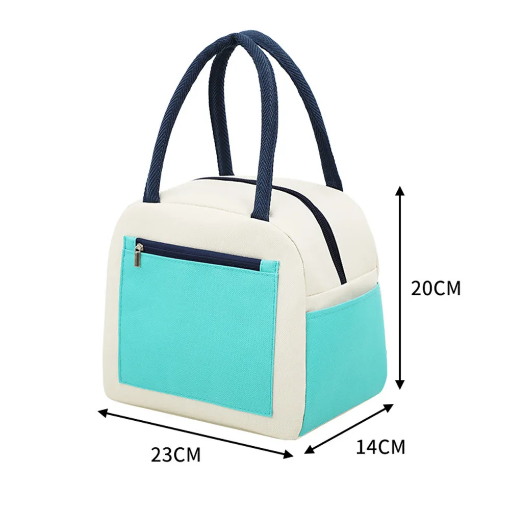New Portable Lunch Bag Waterproof Thermal Insulated Canvas Tote Lunch Box Bento Pouch Dinner Insulation Bag Thickened