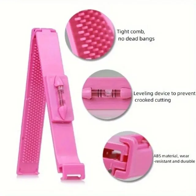 2Pcs Multifunctional Bangs Trimming Comb Set with Built-in Level Bubble, DIY Hair Cutting Tools for Home & Salon 4