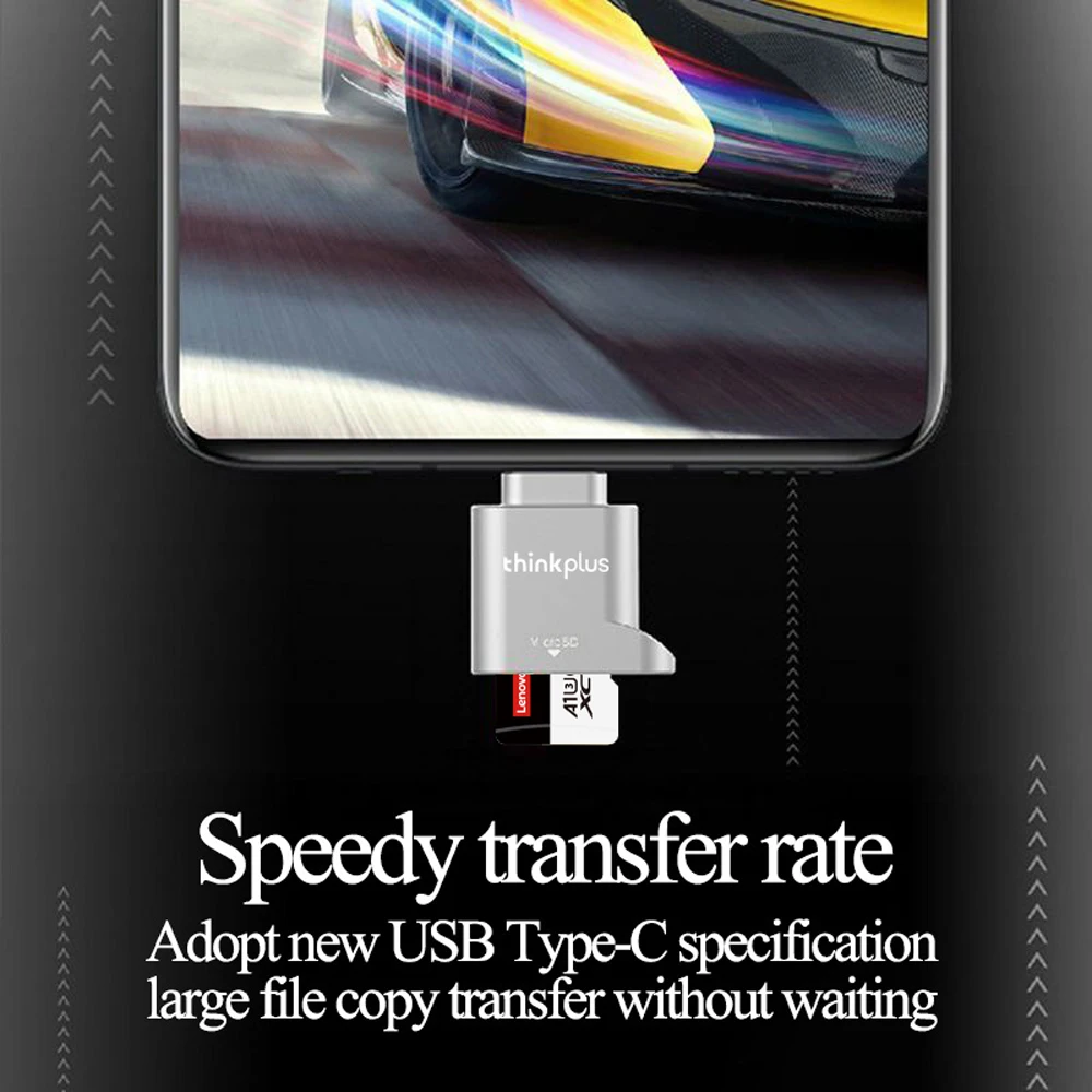 Lenovo TF Card Reader Micro SD Card Reader Type C TF Memory Adapter with USB C to USB Adapter Laptop Compatible