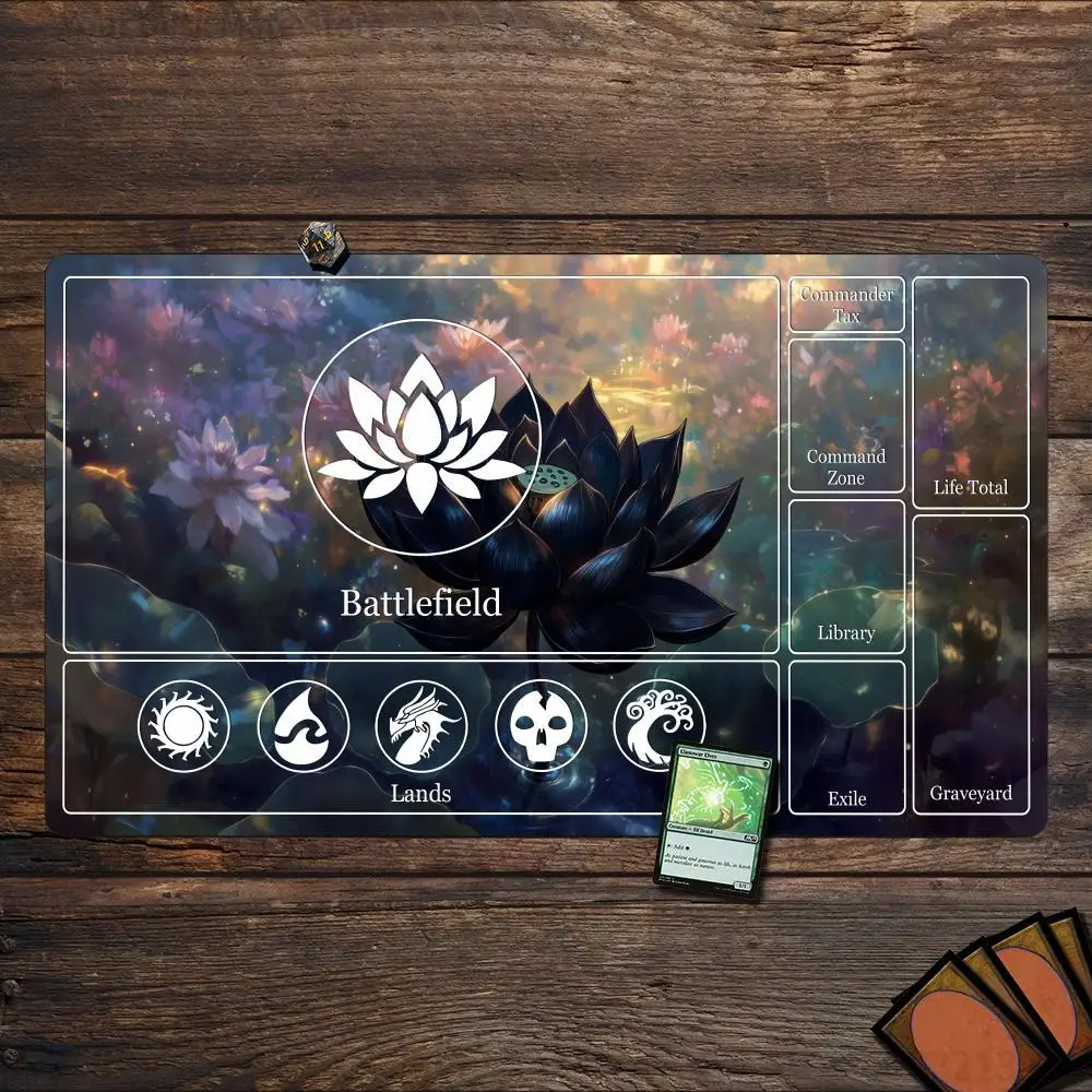 Dark Lotus Design Gaming Mat - Stylish Card Playmat & Desk Mat with Anti-Slip Rubber