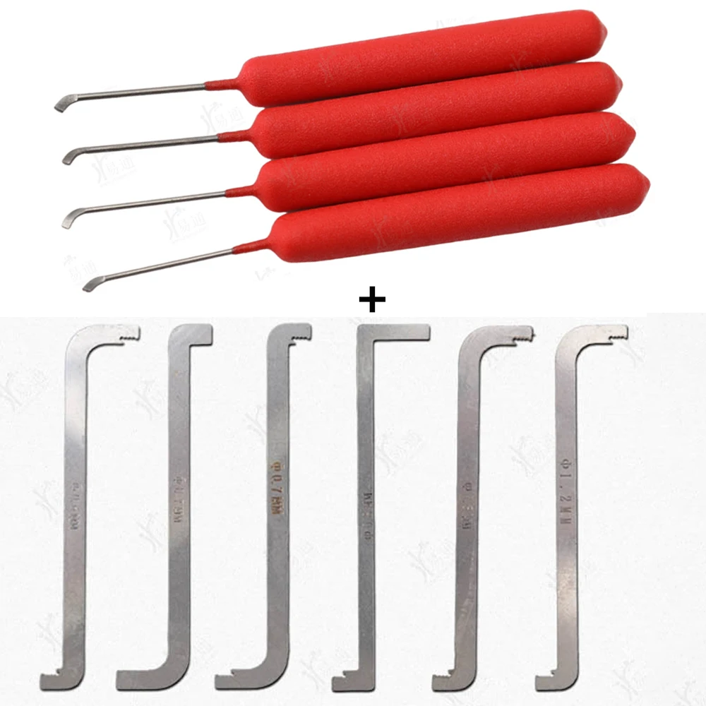 4pcs-Flat-Door-Lock-Tool-Stainless-Steel-Hand-Tool-Set-with-Red-Handle ...